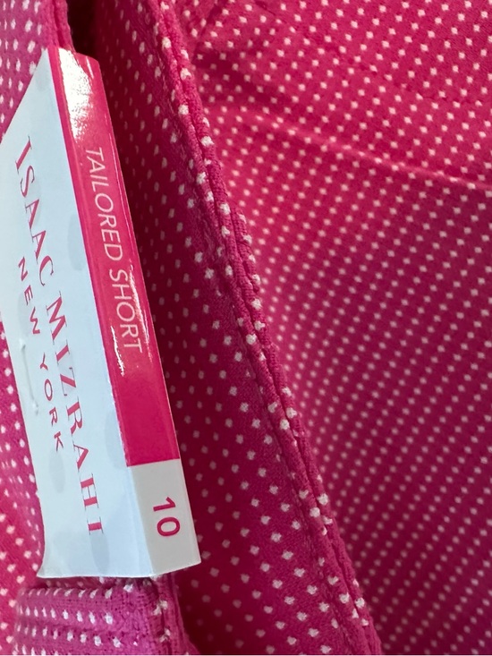 Isaac Mizrahi Hot Pink Micro-dot Pattern Stretch Shorts 10 NWT - Picture 5 of 6